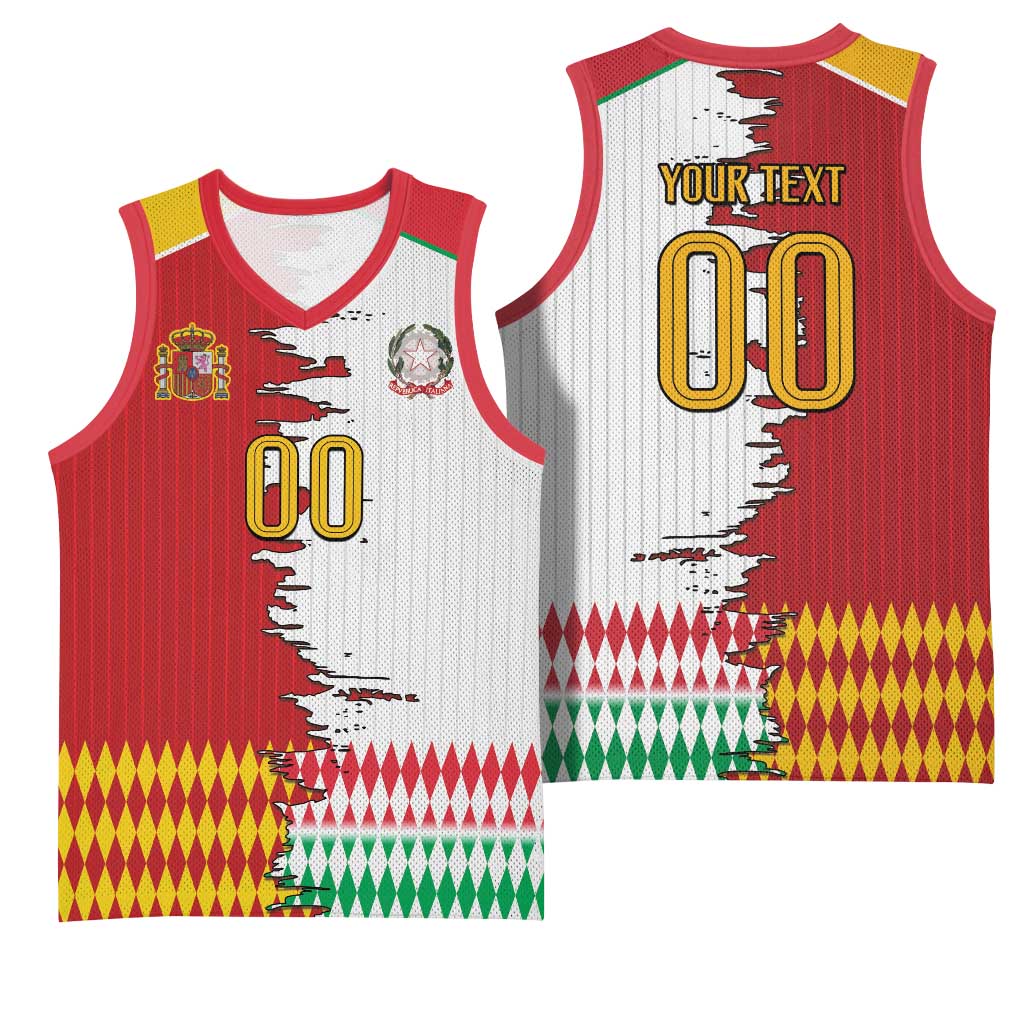 Custom Italy Spain Cultural Half Flag Basketball Jersey Scratch Style