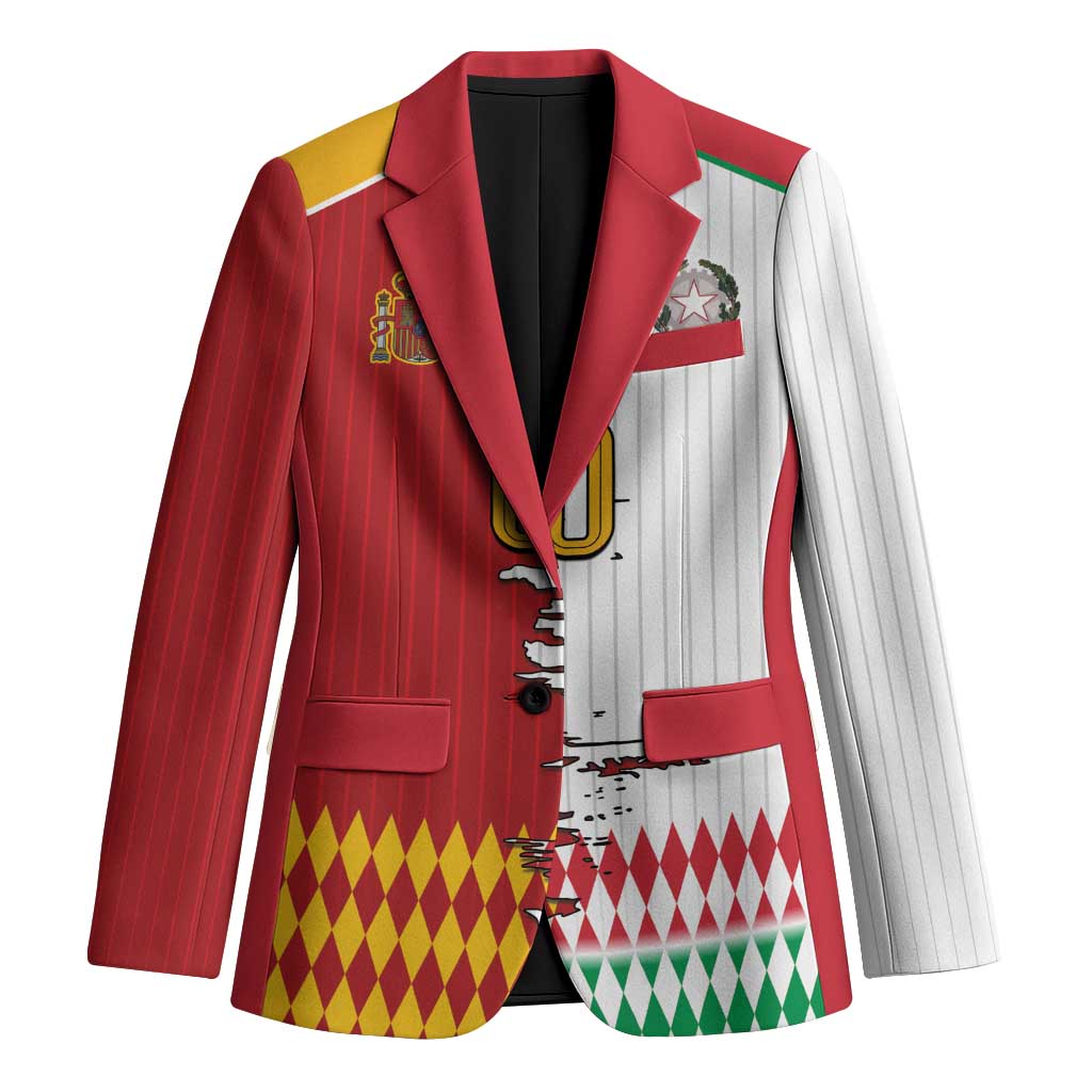 Custom Italy Spain Cultural Half Flag Blazer Scratch Style