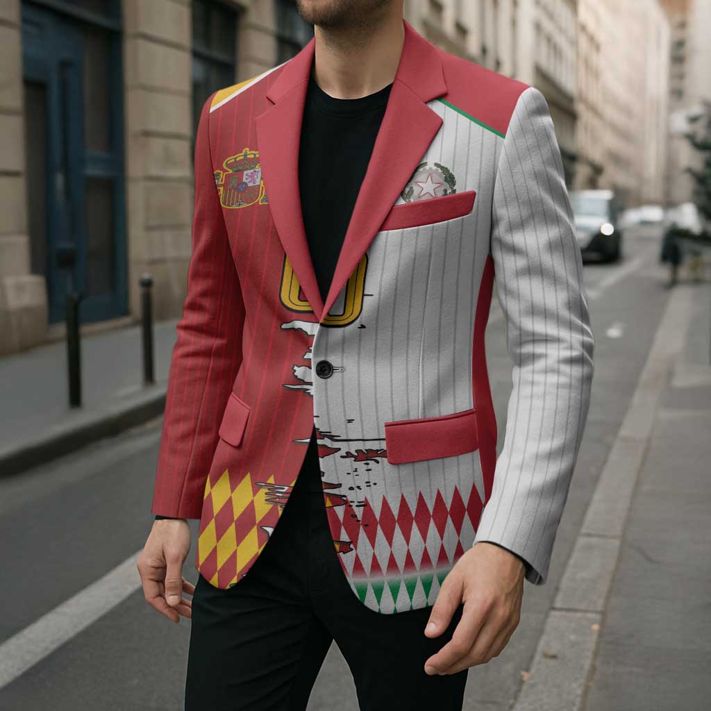 Custom Italy Spain Cultural Half Flag Blazer Scratch Style