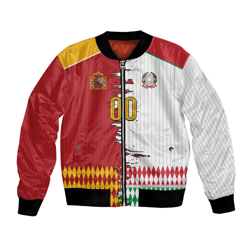 Custom Italy Spain Cultural Half Flag Bomber Jacket Scratch Style