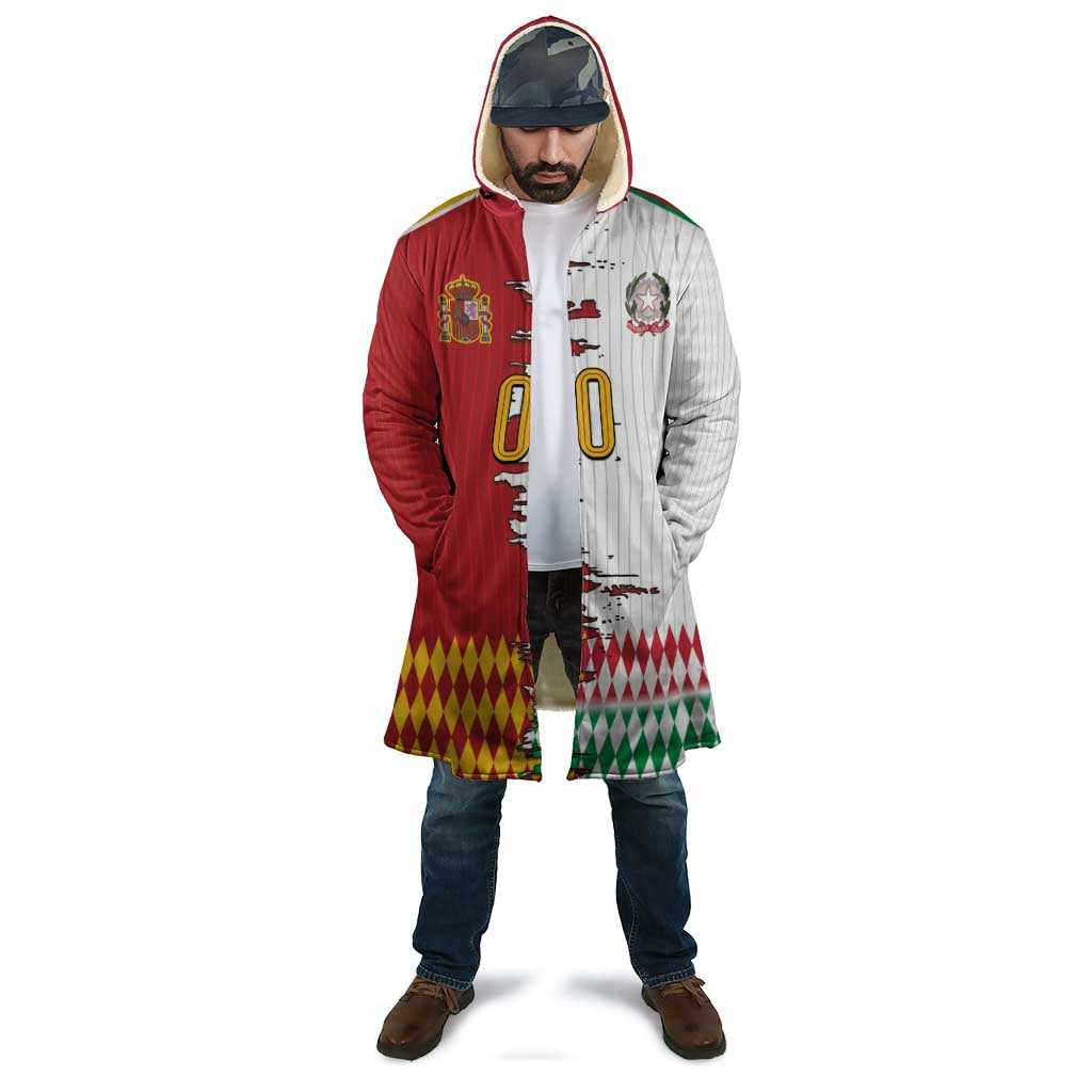 Custom Italy Spain Cultural Half Flag Cloak Scratch Style