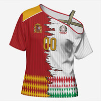 Custom Italy Spain Cultural Half Flag Cross Shoulder Shirt Scratch Style