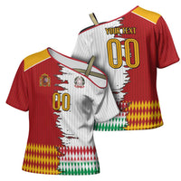 Custom Italy Spain Cultural Half Flag Cross Shoulder Shirt Scratch Style