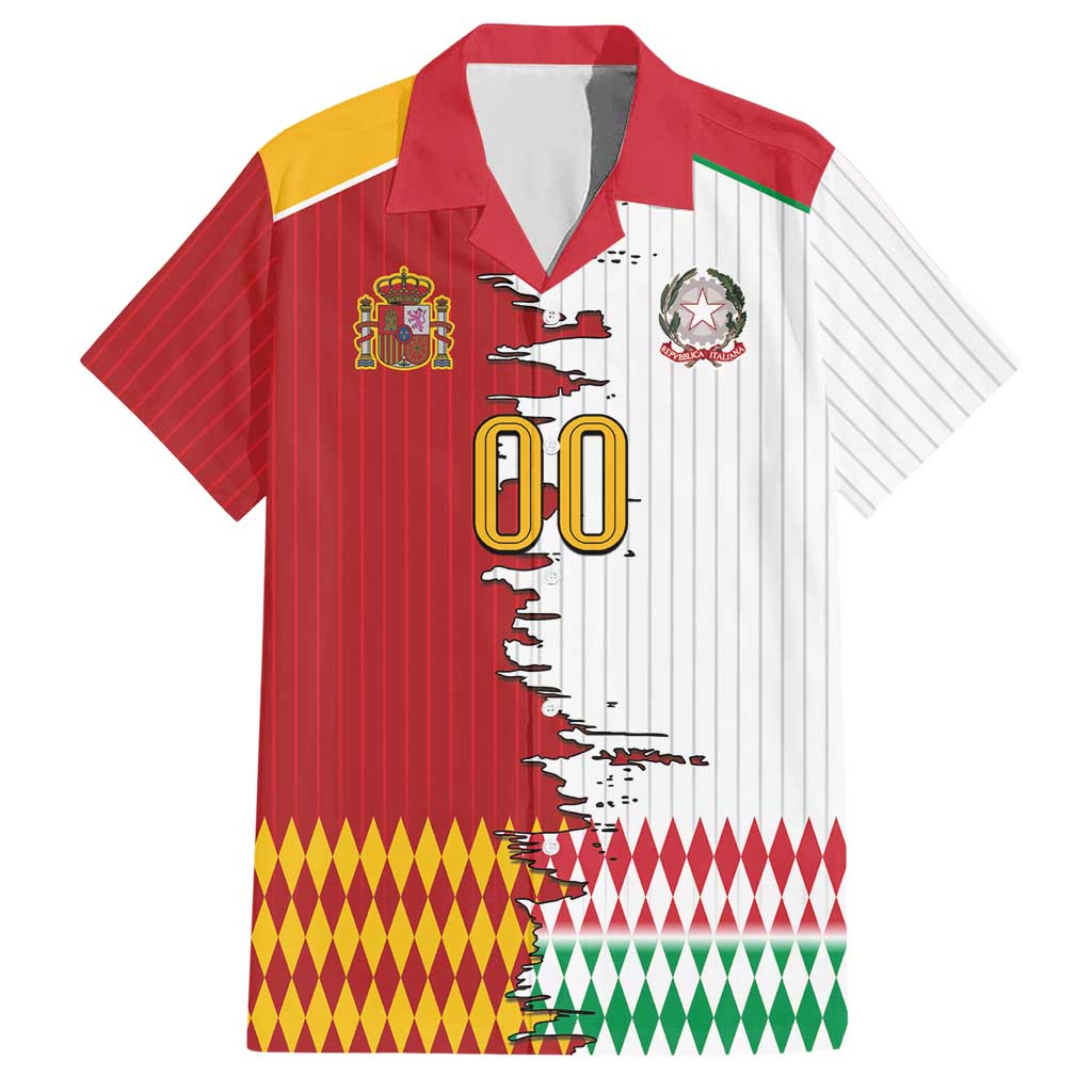 Custom Italy Spain Cultural Half Flag Hawaiian Shirt Scratch Style
