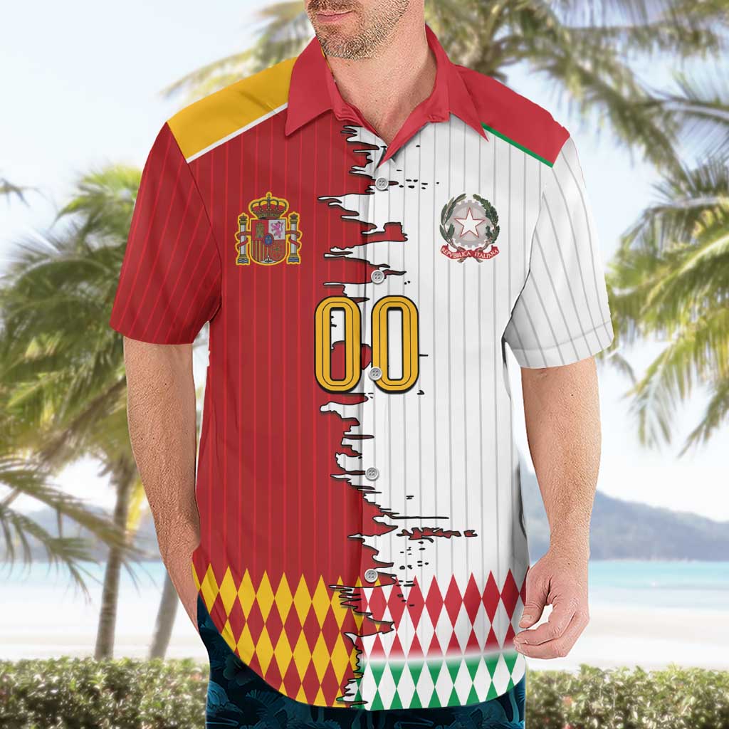 Custom Italy Spain Cultural Half Flag Hawaiian Shirt Scratch Style
