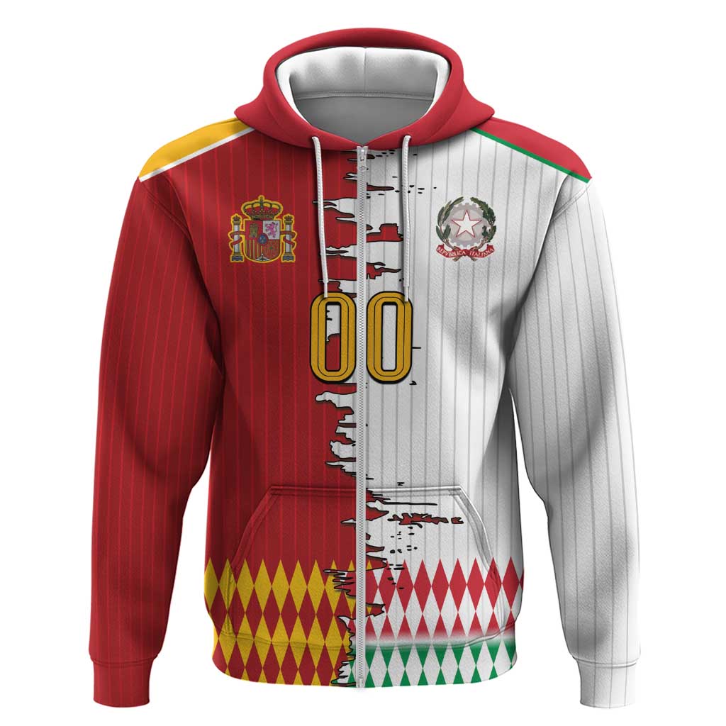 Custom Italy Spain Cultural Half Flag Hoodie Scratch Style
