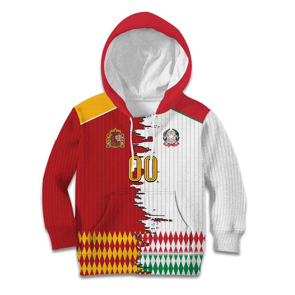 Custom Italy Spain Cultural Half Flag Kid Hoodie Scratch Style