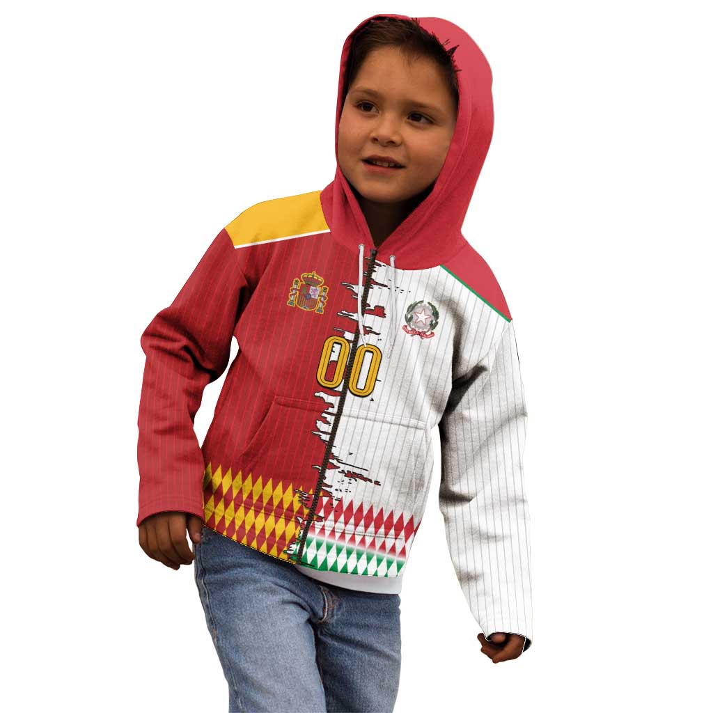 Custom Italy Spain Cultural Half Flag Kid Hoodie Scratch Style