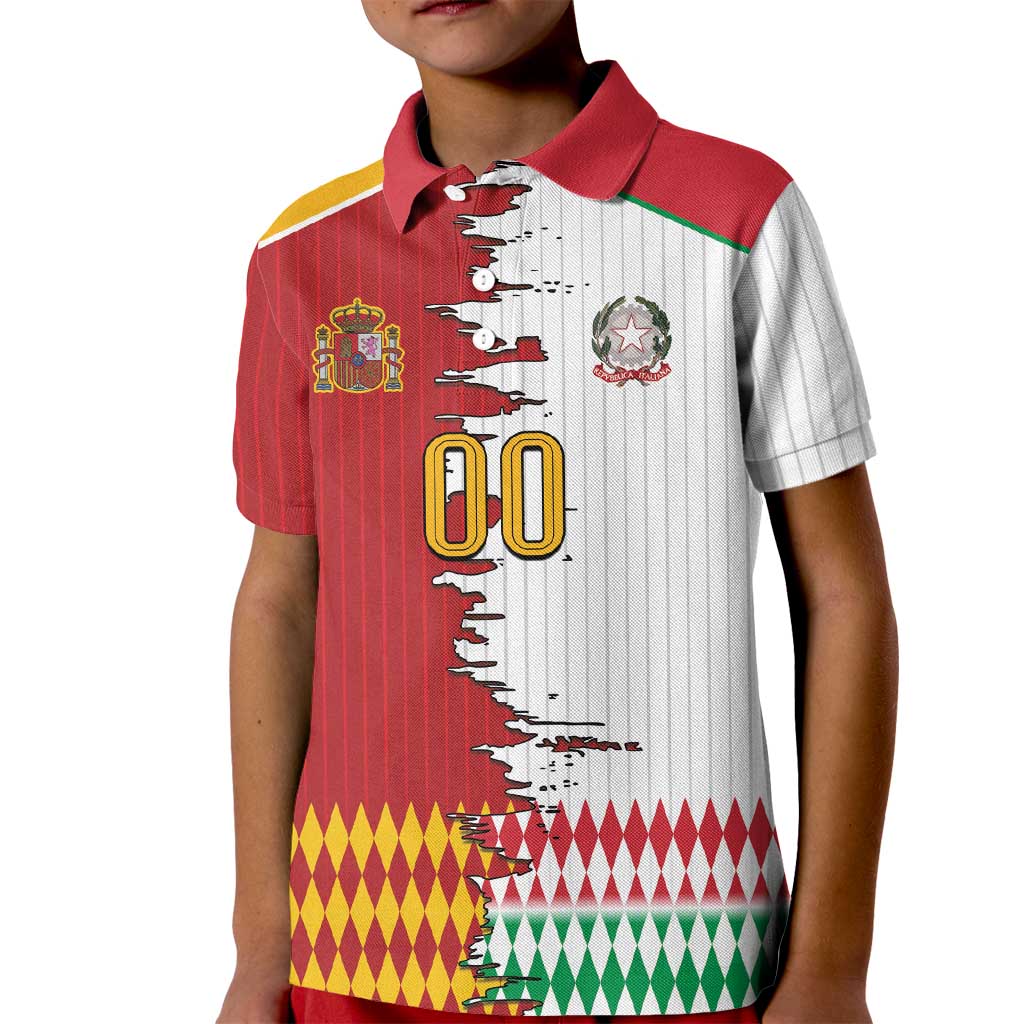 Custom Italy Spain Cultural Half Flag Kid Polo Shirt Scratch Style