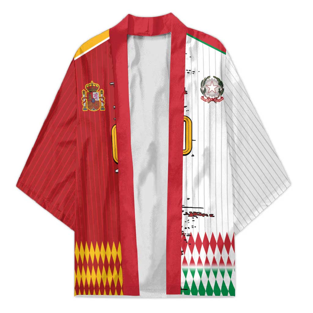Custom Italy Spain Cultural Half Flag Kimono Scratch Style