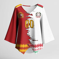 Custom Italy Spain Cultural Half Flag Kimono Sleeve Blouse Scratch Style