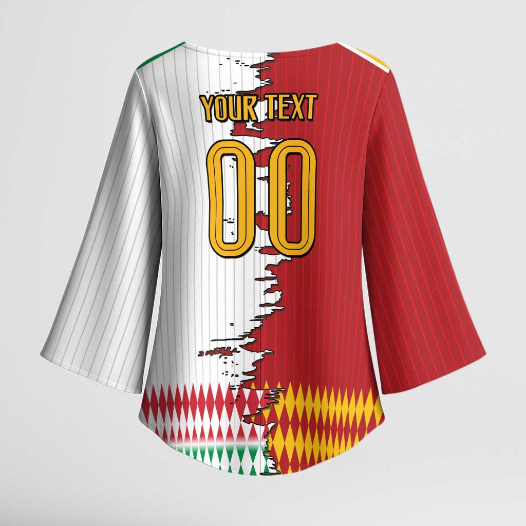Custom Italy Spain Cultural Half Flag Kimono Sleeve Blouse Scratch Style