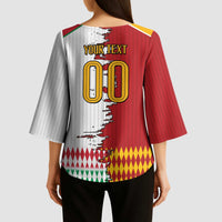 Custom Italy Spain Cultural Half Flag Kimono Sleeve Blouse Scratch Style