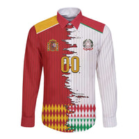 Custom Italy Spain Cultural Half Flag Long Sleeve Button Shirt Scratch Style