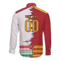 Custom Italy Spain Cultural Half Flag Long Sleeve Button Shirt Scratch Style