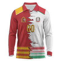 Custom Italy Spain Cultural Half Flag Long Sleeve Polo Shirt Scratch Style