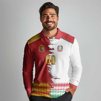 Custom Italy Spain Cultural Half Flag Long Sleeve Polo Shirt Scratch Style