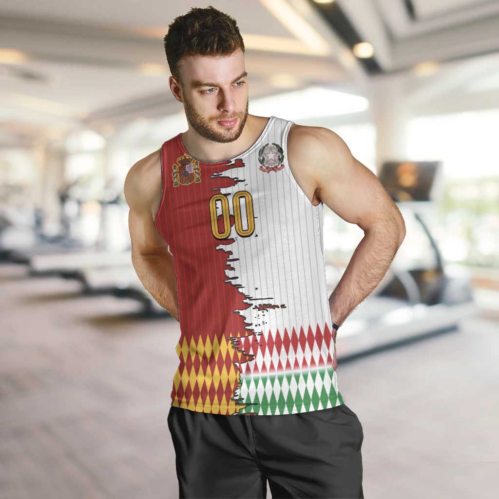 Custom Italy Spain Cultural Half Flag Men Tank Top Scratch Style