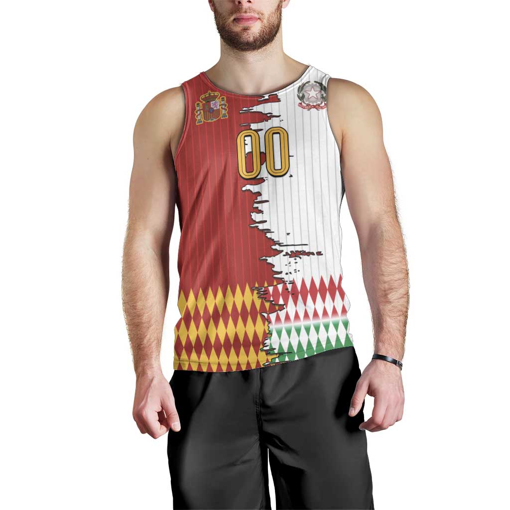 Custom Italy Spain Cultural Half Flag Men Tank Top Scratch Style