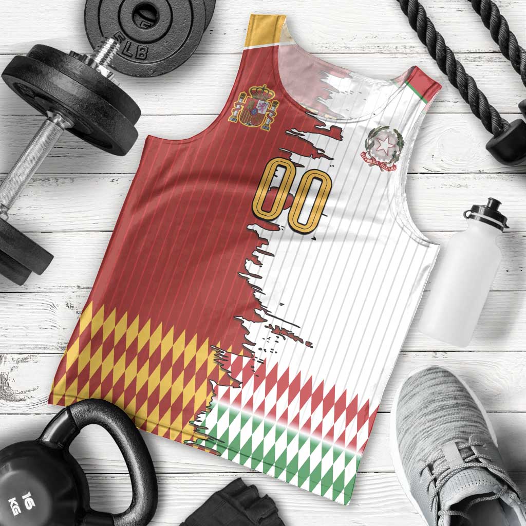 Custom Italy Spain Cultural Half Flag Men Tank Top Scratch Style