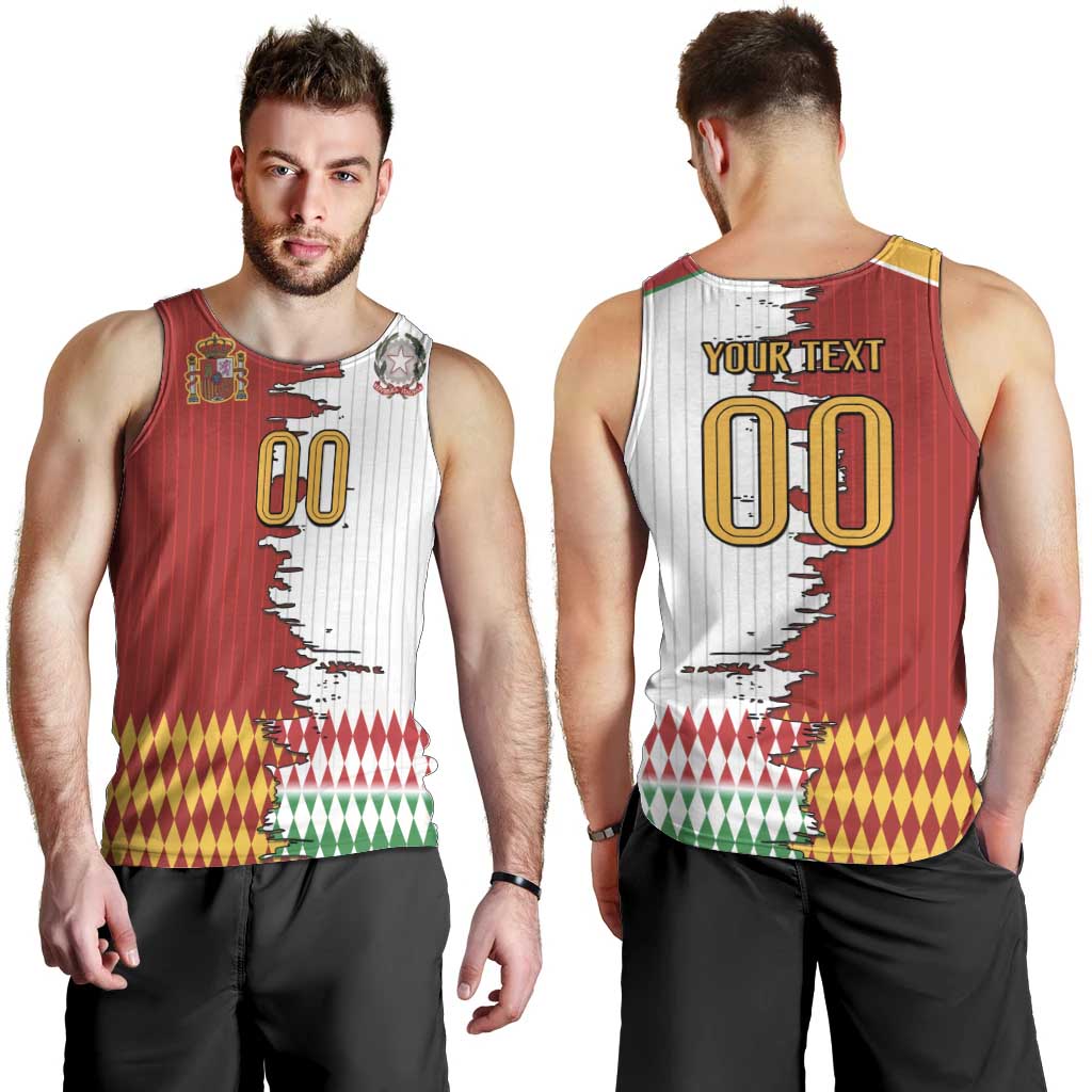 Custom Italy Spain Cultural Half Flag Men Tank Top Scratch Style