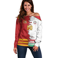 Custom Italy Spain Cultural Half Flag Off Shoulder Sweater Scratch Style