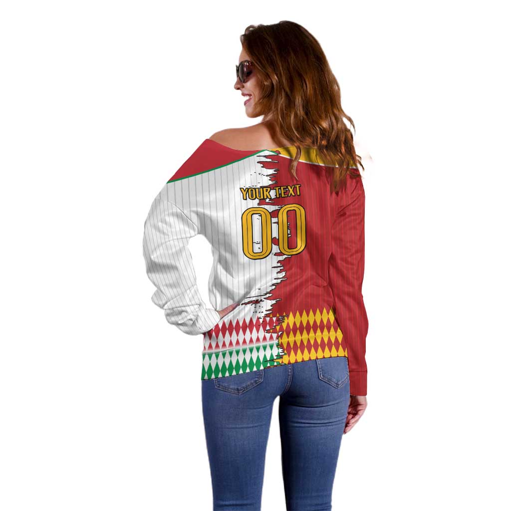 Custom Italy Spain Cultural Half Flag Off Shoulder Sweater Scratch Style