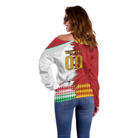 Custom Italy Spain Cultural Half Flag Off Shoulder Sweater Scratch Style