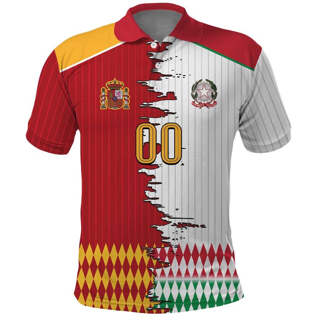 Custom Italy Spain Cultural Half Flag Polo Shirt Scratch Style