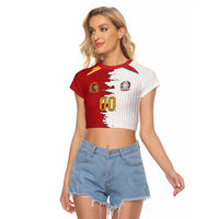 Custom Italy Spain Cultural Half Flag Raglan Cropped T Shirt Scratch Style