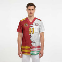 Custom Italy Spain Cultural Half Flag Scrub Top Scratch Style