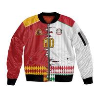 Custom Italy Spain Cultural Half Flag Sleeve Zip Bomber Jacket Scratch Style