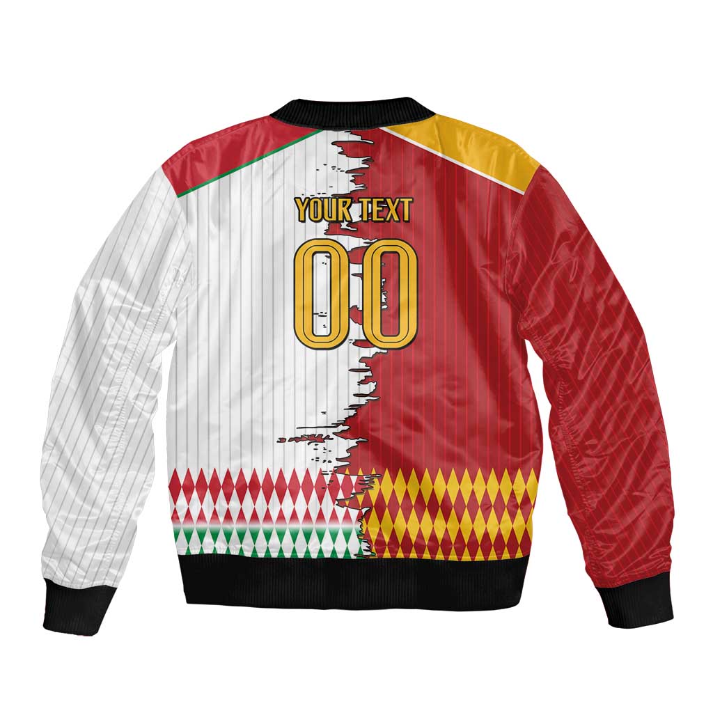 Custom Italy Spain Cultural Half Flag Sleeve Zip Bomber Jacket Scratch Style