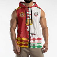 Custom Italy Spain Cultural Half Flag Sleeveless Zip Hoodie Scratch Style