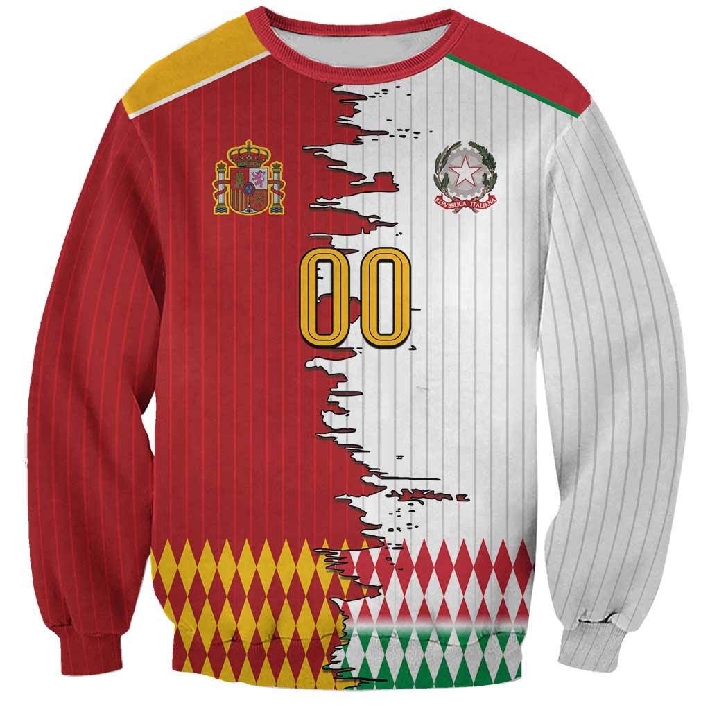 Custom Italy Spain Cultural Half Flag Sweatshirt Scratch Style