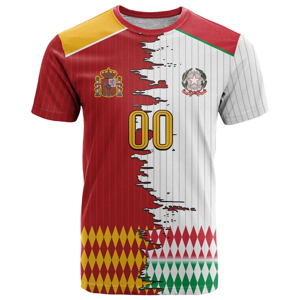 Custom Italy Spain Cultural Half Flag T Shirt Scratch Style