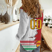 Custom Italy Spain Cultural Half Flag Women Casual Shirt Scratch Style