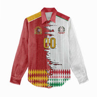 Custom Italy Spain Cultural Half Flag Women Casual Shirt Scratch Style