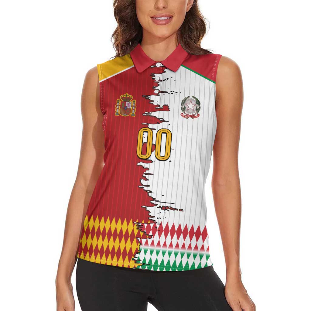 Custom Italy Spain Cultural Half Flag Women Sleeveless Polo Shirt Scratch Style