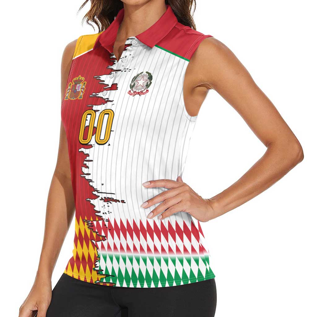 Custom Italy Spain Cultural Half Flag Women Sleeveless Polo Shirt Scratch Style