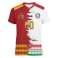 Custom Italy Spain Cultural Half Flag Women V-Neck T-Shirt Scratch Style