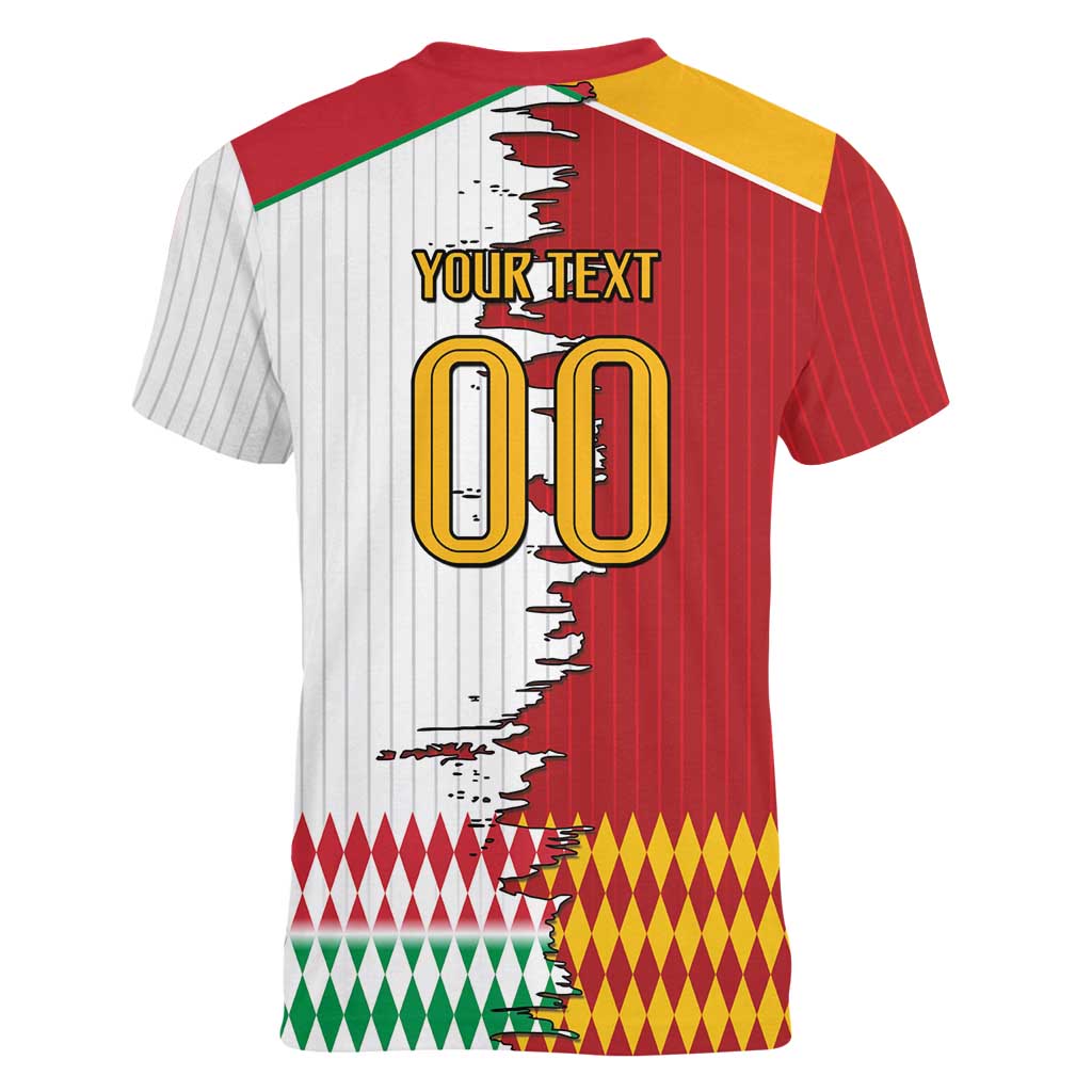 Custom Italy Spain Cultural Half Flag Women V-Neck T-Shirt Scratch Style