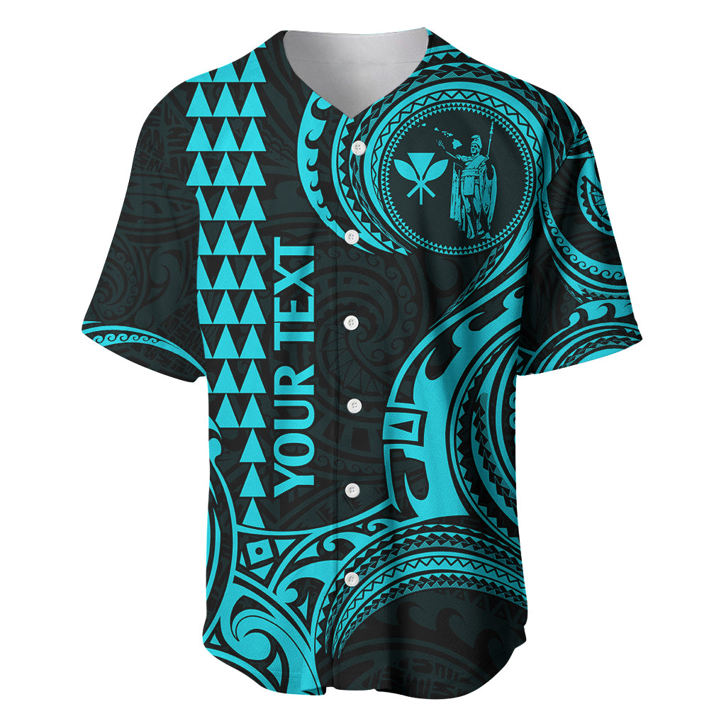 Custom Hawaii Baseball Jersey Paradise of the Pacific Tribal Kakau for King Kamehameha Day - Aqua LT9 - Wonder Print Shop