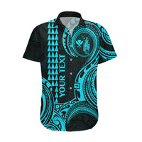 Custom Hawaii Hawaiian Shirt Paradise of the Pacific Tribal Kakau for King Kamehameha Day - Aqua - Wonder Print Shop
