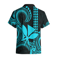 Custom Hawaii Hawaiian Shirt Paradise of the Pacific Tribal Kakau for King Kamehameha Day - Aqua - Wonder Print Shop