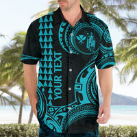 Custom Hawaii Hawaiian Shirt Paradise of the Pacific Tribal Kakau for King Kamehameha Day - Aqua - Wonder Print Shop