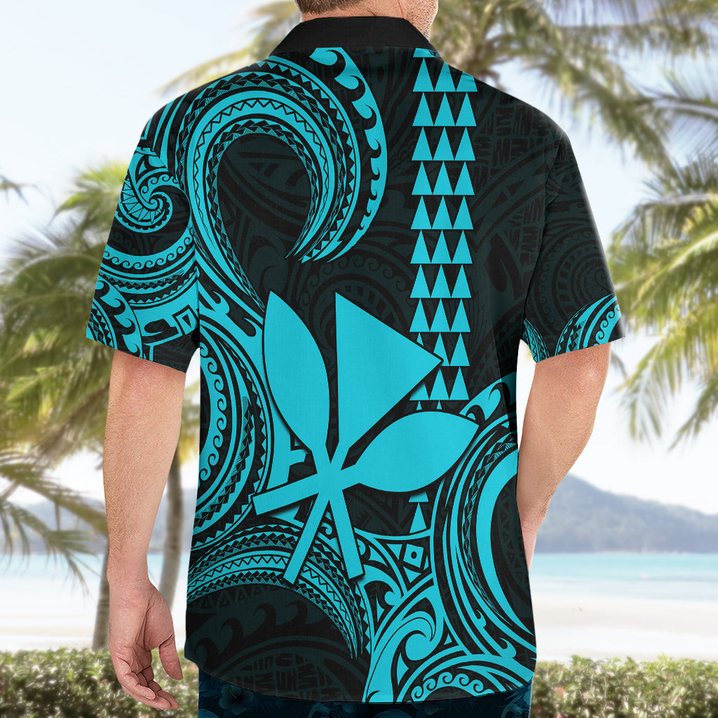 Custom Hawaii Hawaiian Shirt Paradise of the Pacific Tribal Kakau for King Kamehameha Day - Aqua - Wonder Print Shop