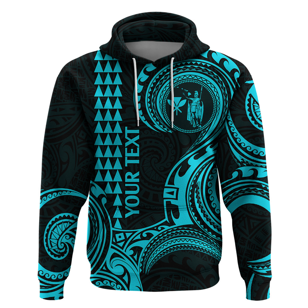 Custom Hawaii Hoodie Paradise of the Pacific Tribal Kakau for King Kamehameha Day - Aqua - Wonder Print Shop