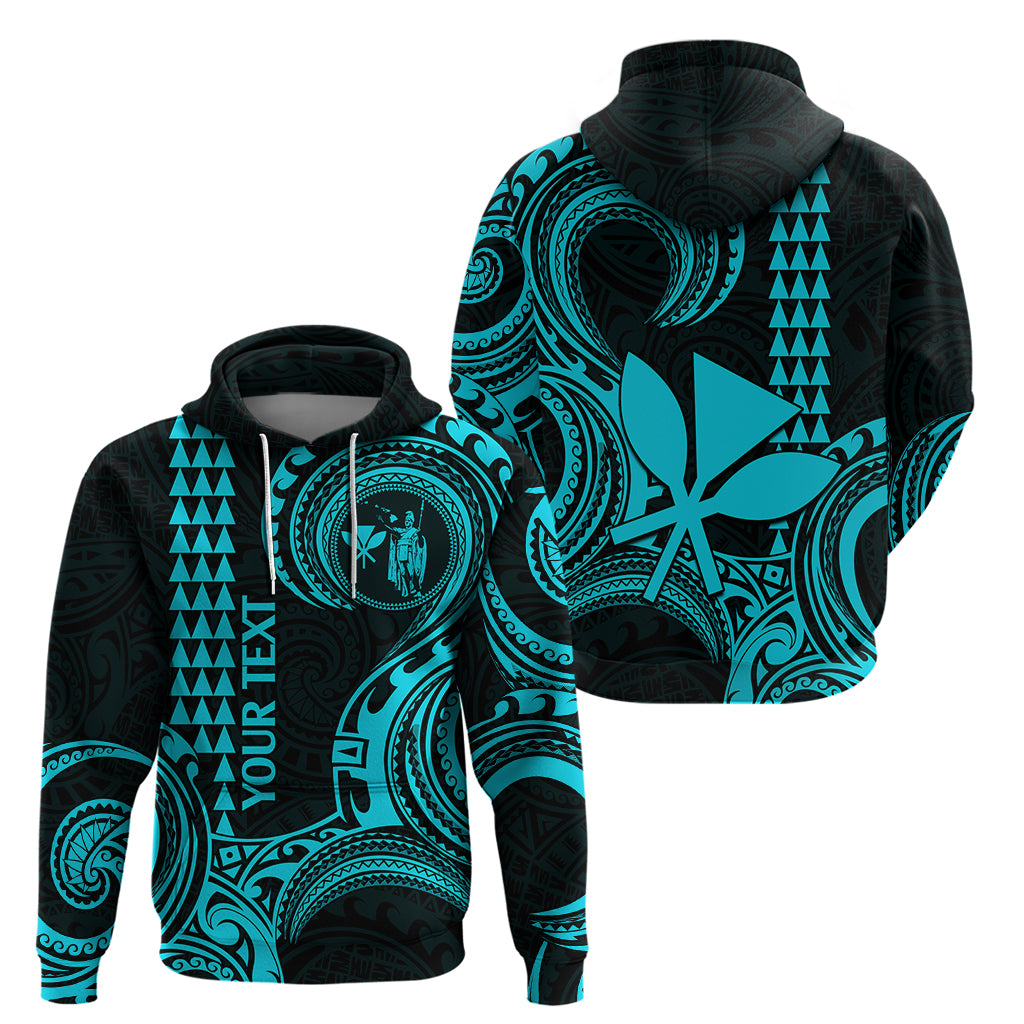 Custom Hawaii Hoodie Paradise of the Pacific Tribal Kakau for King Kamehameha Day - Aqua - Wonder Print Shop