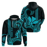 Custom Hawaii Hoodie Paradise of the Pacific Tribal Kakau for King Kamehameha Day - Aqua - Wonder Print Shop